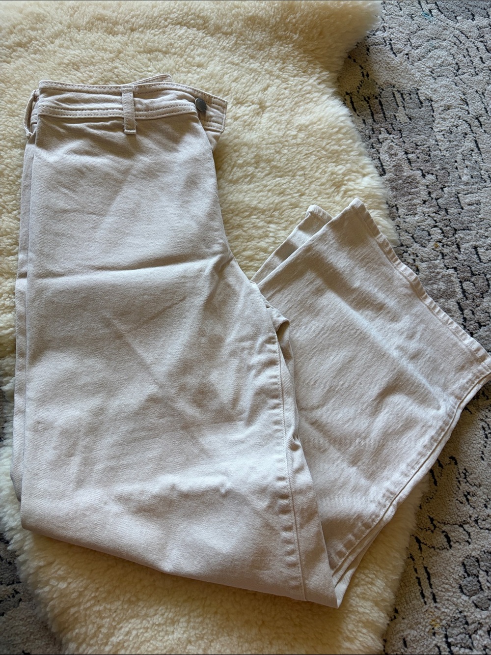 Women’s Beige High-Rise wide leg Jeans